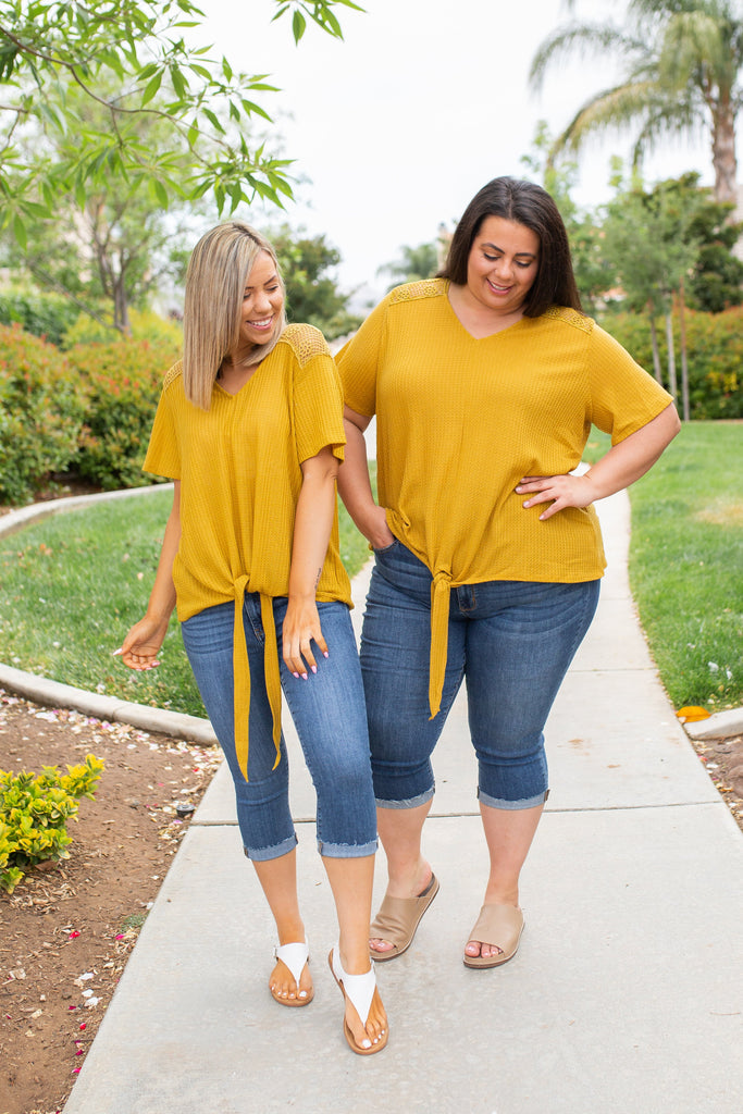 Spirited Front Tie Top in Mustard