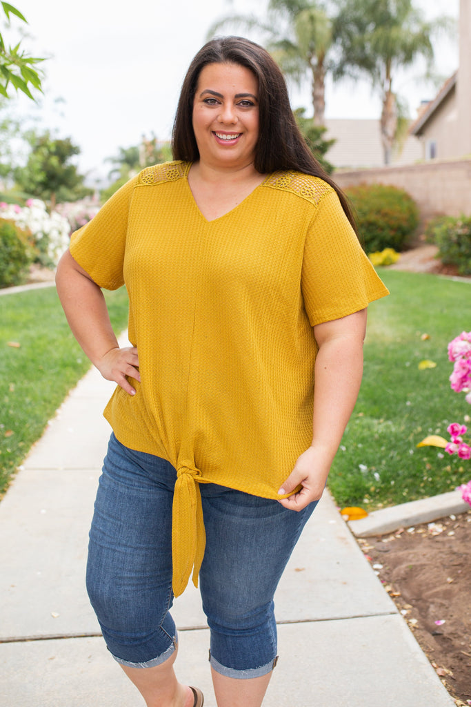 Spirited Front Tie Top in Mustard