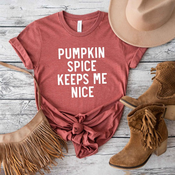 Pumpkin Spice Keeps Me Nice Short Sleeve Tee