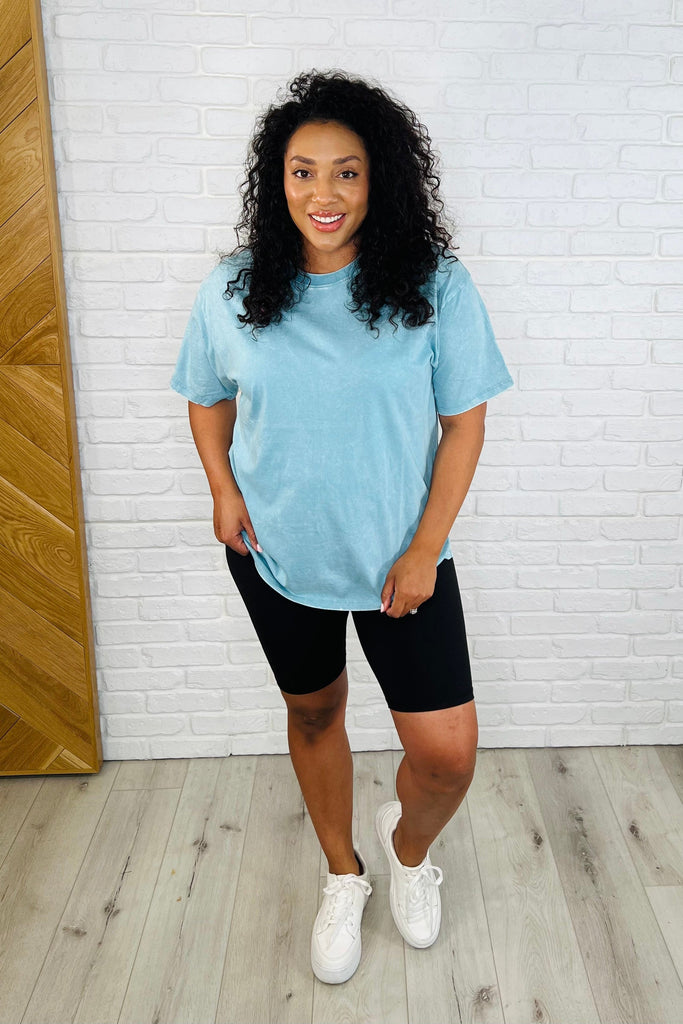 Casual Basic Drop Shoulder Oversized Tee in Dusty Teal