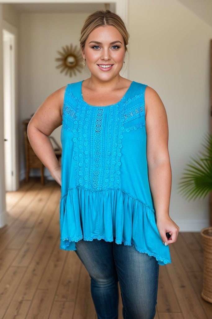 Electric Teal Sleeveless Top