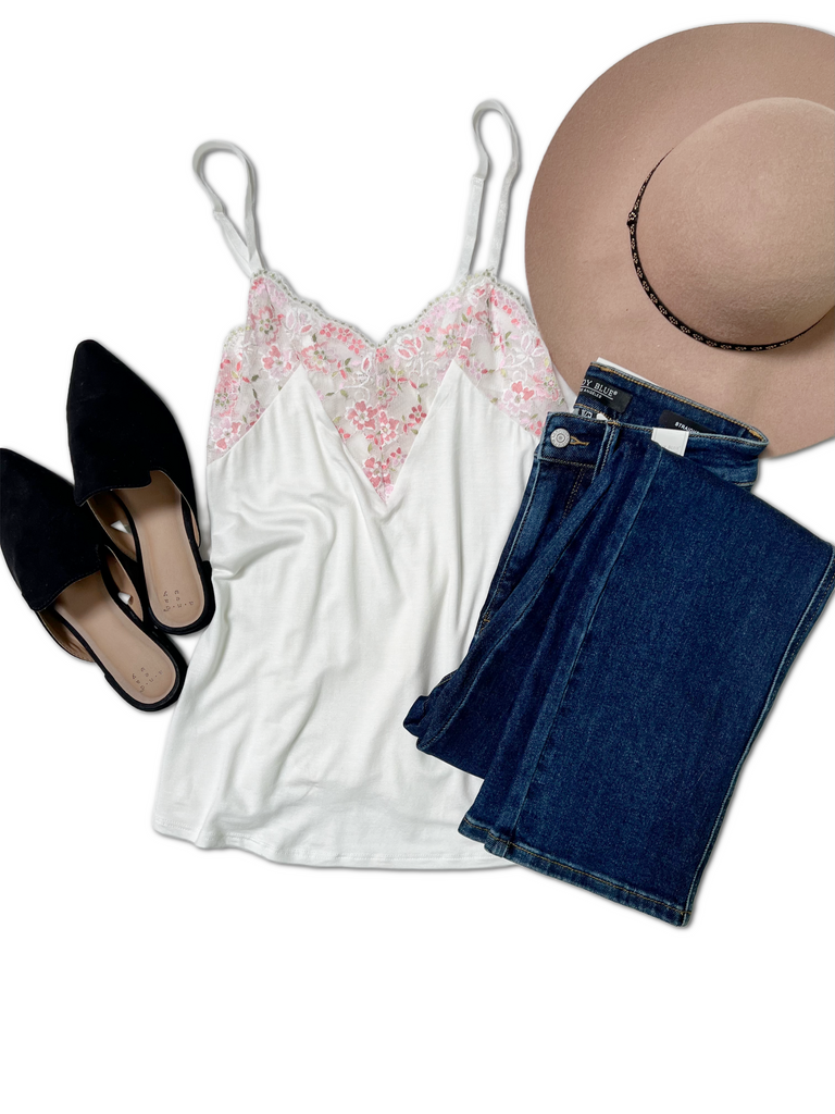 Added Touch - White Lace Cami