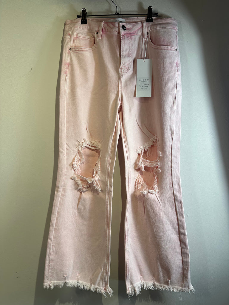 Risen pink distressed jeans size 11