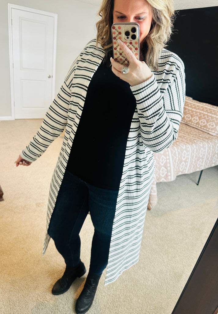 Black Stripe Cardigan