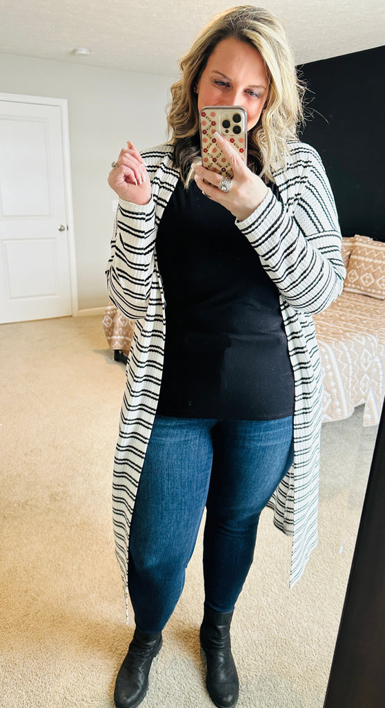 Black Stripe Cardigan