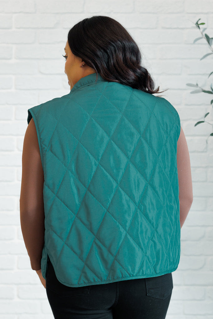 Layering Queen Quilted Puffer Vest in Hunter Green