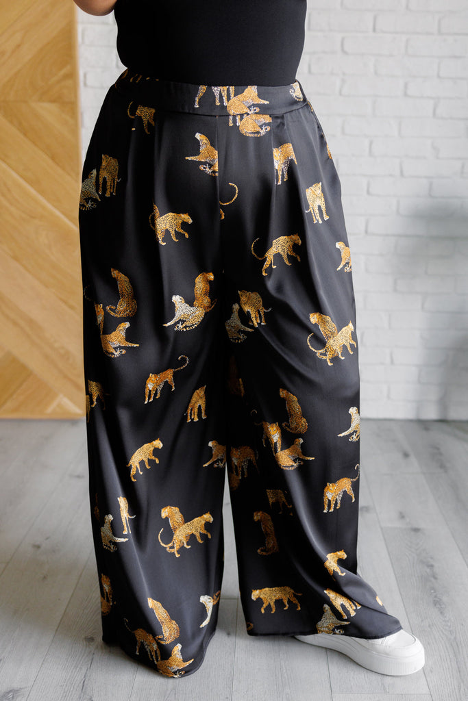 Legendary in Leopard Satin Wide Leg Pants