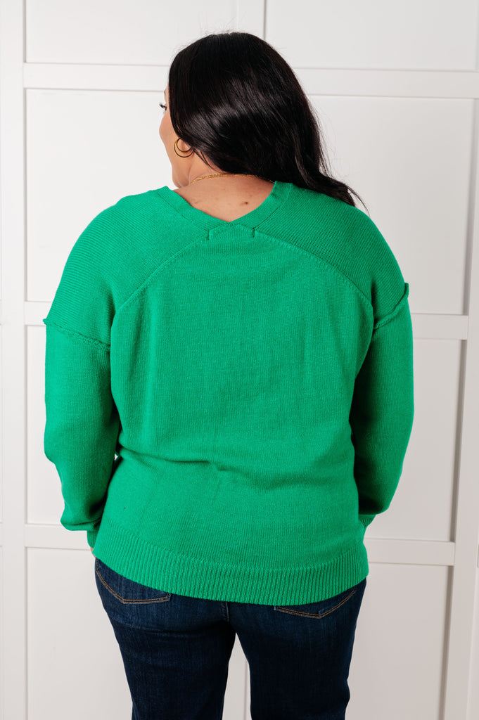 Very Understandable V-Neck Sweater in Green