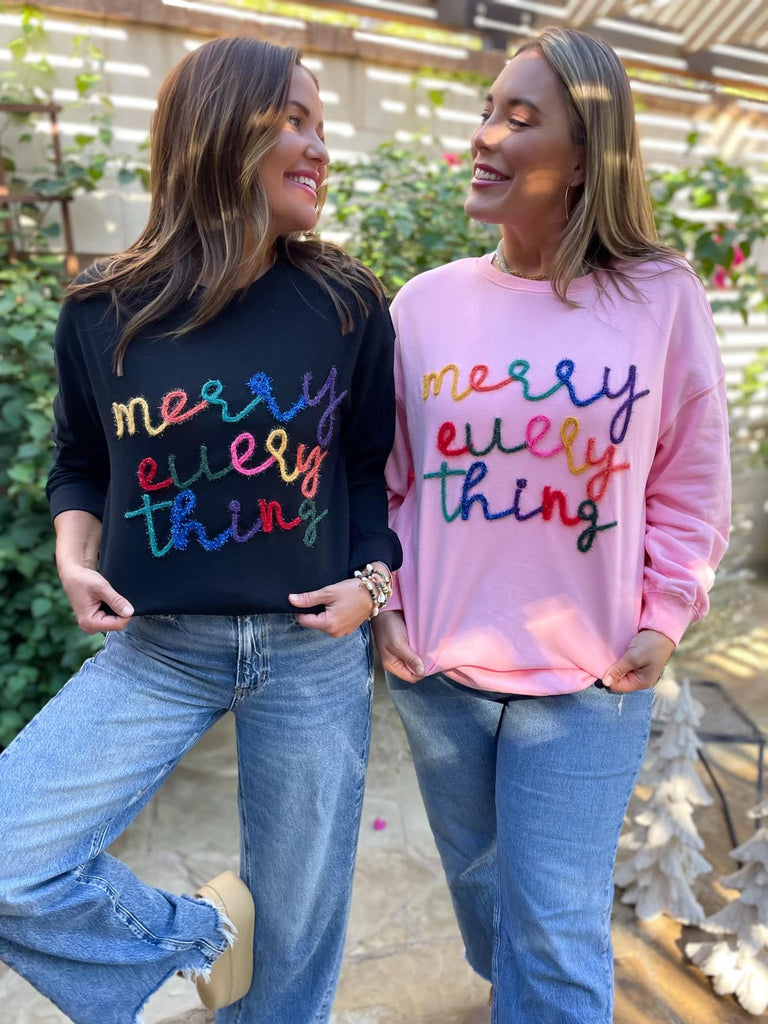 PREORDER: Merry Everything Tinsel Sweatshirt in Two Colors