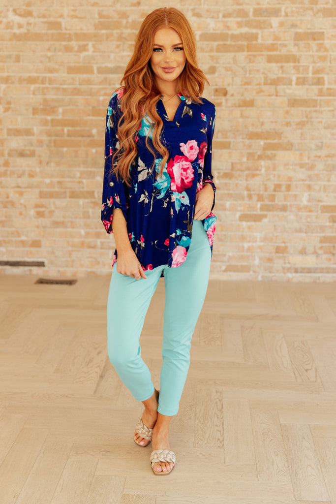 Lizzy Top in Royal Floral