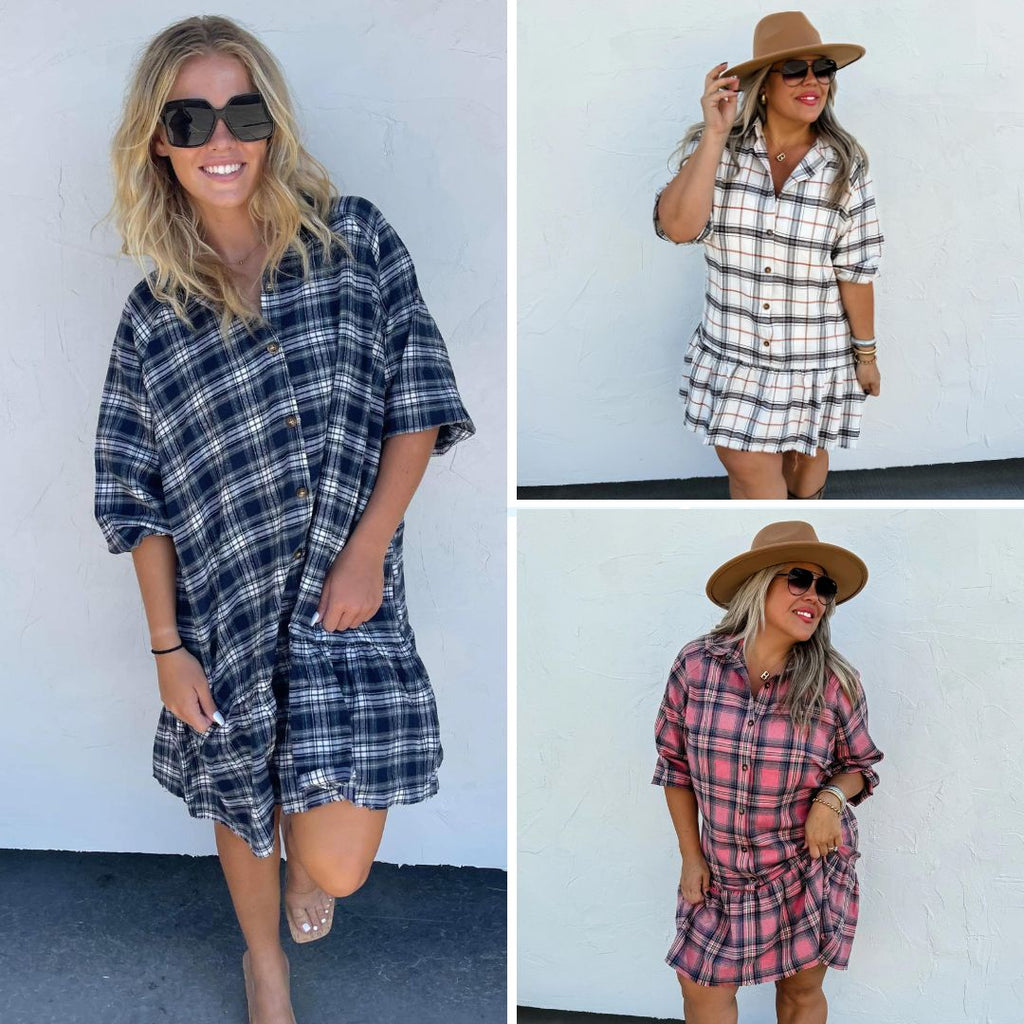 PREORDER: Maxwell Plaid Dress in Three Colors